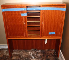 Desk Top Hutch Section With Wood Doors, File Slots And Phone Lot - 2