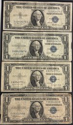 4 $1 Silver Certificates 1935-A, 1935-E, 1935-F, 1935-G