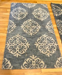 POTTERY BARN EMPIRE SCROLL INDIGO  Wool  Petite Area Rug