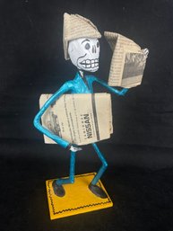 Day Of The Dead Handmade Skeleton Newspaper Boy