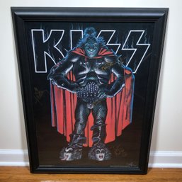 AWESOME Framed KISS Poster - ALL SIGNED - With COA - Signed By All Band Members In Gold Sharpie - NICE !