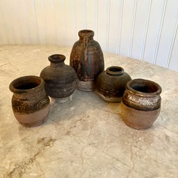 A Group Of 5 Ancient Japanese Earthenware Small Vessels