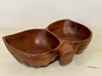 Monkey Pod Wood Two Section Leaf Serving Dish