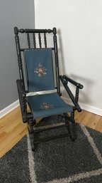 Early Age Victorian Hand Knit Faux Bamboo Rocking Chair