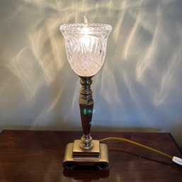 Vintage Brass And Crystal Torchiere Lamp