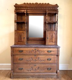 A Stunning 19th Century Victorian Carved Oak Dining Hutch