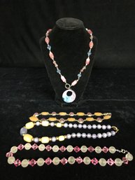Pink Bead Necklace Lot