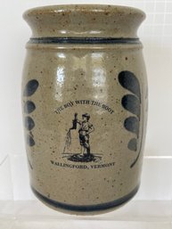 The Boy With The Boot Wallingford VT. Pottery Crock Signed And Embossed 6 1/4' H 4' W 4.50' At Base
