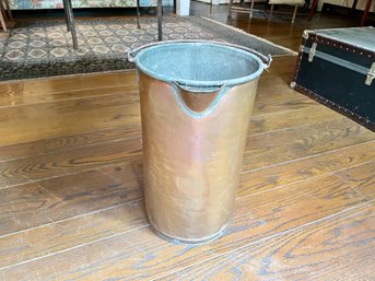 Vintage Tall Copper & Iron Handled Bucket With Spout