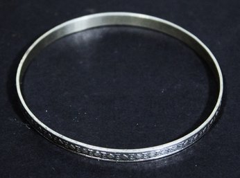 Fine Sterling Silver Vintage Round Patterned Bangle Bracelet