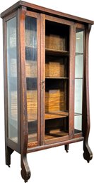 A Late 19th Century Oak China Cabinet - Center Glass Missing