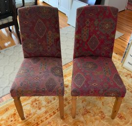 Pair  Kilim Style Parsons Dining Chairs