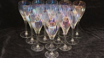 13 AMAZING LUMINOUS IRIDESCENT DELICATE MID CENTURY MODERN WINE GLASSES