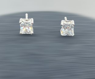 Beautiful Sterling Silver Small Clear Stone Stud Earrings