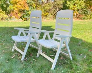 Pair Of Adjustable White Patio Armchairs