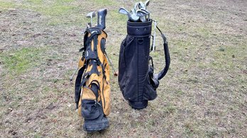 Collection Of Assorted Golf Clubs, Titleist Golf Bag And Hunter Golf Bag
