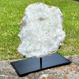 A Stunning Large Modern Geode On Custom Metal Stand