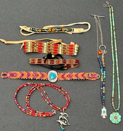 Beaded 7 Piece Costume Jewelry Lot: READ For Itemization - 2 From Peyote Bird Artisan Crafted In New Mexico