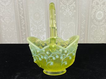 Fenton 'Lily Of The Valley' Topaz Opalescent Carnival Basket