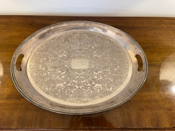 Vintage Silver Plated Oval Tray On Bun Feet