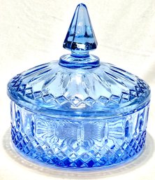 Beautiful Indiana Glass Co. Ice Blue Princess Candy Dish W/ Lid