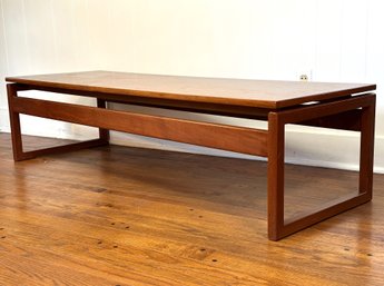 A Floating Top Coffee Table By Selig, Authentic Mid-Century Swedish Modern