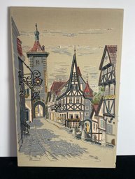 Vintage Wall Hanging Of European Town Landscape