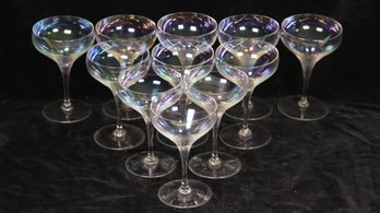 FANTASTIC LOT OF 11 IRIDESCENT MCM CHAMPAGNE COUPES