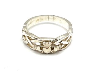 Vintage Sterling Silver Claddagh Ring, Size 8.75