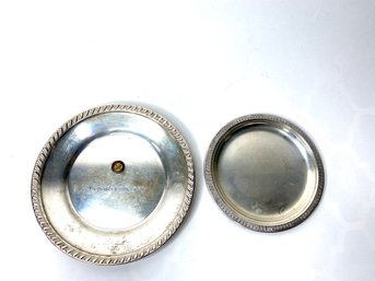 Pair - Small Sterling Silver Dishes Monogrammed 1950 The New York Chiselers - 112.5g