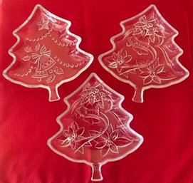 Trio Of Mikasa Crystal Christmas Tree Candy/ Trinket Dishes