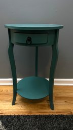 Teal Side Table With Drawer