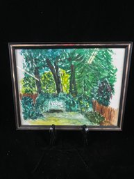 Watercolor Painting Of Park Bench