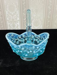 Fenton Glass Blue Opalescent Lily Of The Valley