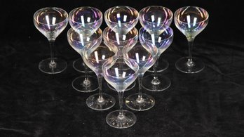 LOT OF 11 IRIDESCENT MID CENTURY MODERN COCKTAIL GLASSES