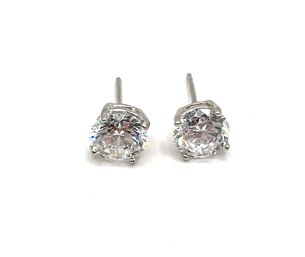 Beautiful Sterling Silver Clear Stones Stud Earrings