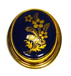 Very Fine Cobalt And Gold Hand Painted Lenox Gold Filled Brooch Pendant