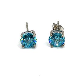 Beautiful Sterling Silver Blue Gemstone Stud Earrings