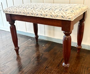 Beautifully Upholstered Bench With Mahogany Legs