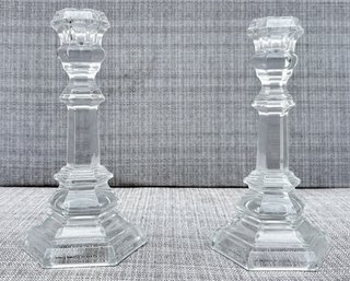 A Pair Of Crystal Candlesticks By Tiffany & Co.