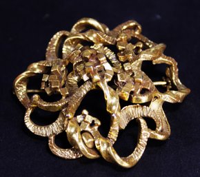 SIGNED 'ZENTALL' GOLD TONE BROOCH 1950S