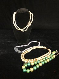 Faux Pearl Necklace Lot