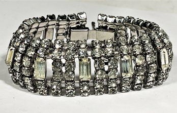 Vintage Wide White Rhinestone Bracelet