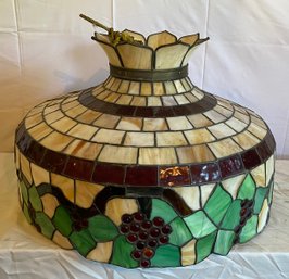 Over Sized Leaded Glass Dome With Fruit Motif