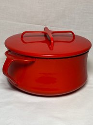 Dansk Orange Red Enamel Pot With Lid 2qt 7x3.5