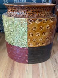 Large Ceramic Vase With Patchwork Square Pattern