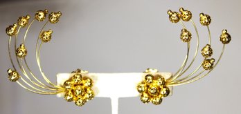 Pair Large Signed VOGUE Gilt Gold Tone Costume Clip Earrings