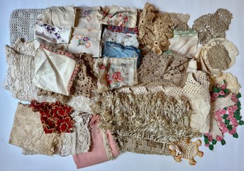 Over 30 Vintage Lace Linens: Table Cloths, Curtain, Table Runners, Napkins, Doilies & Hankies