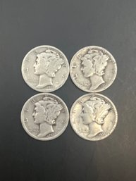 4 Beautiful Mercury Dimes 1936-D, 1936-S, 1937, 1937-D