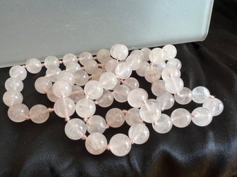 Extra Long Rose Quartz Bead Necklace